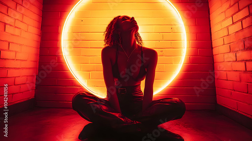 A woman in a meditative pos...