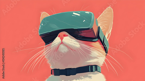 A cat wearing virtual reali...