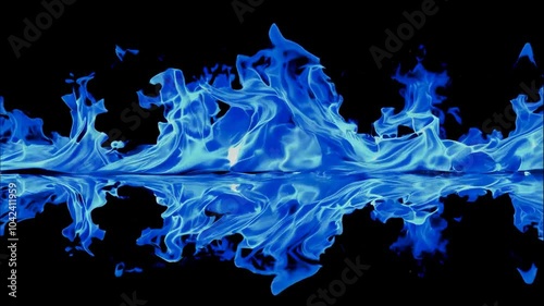 Abstract Blue Flames Reflection