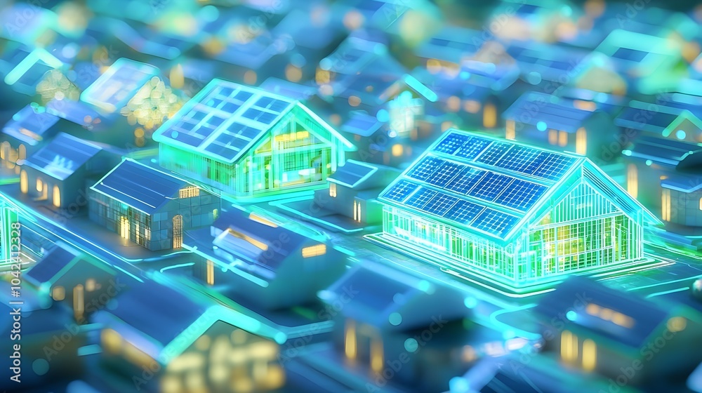 Solar Powered Homes Cityscape Solar Powered Homes Cityscape