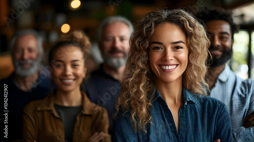 A diverse group of smiling ...