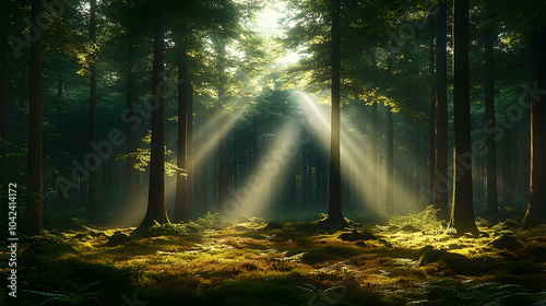 Sunlight filters through a ...