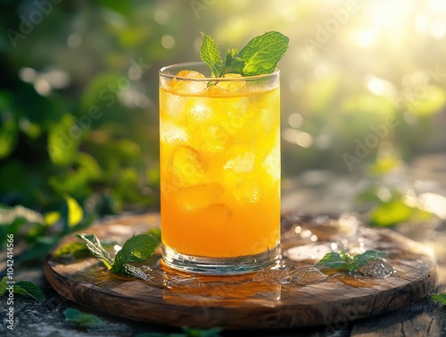 Refreshing Summer Apricot Juice With Mint and Ice Cubes, Qamar Al-Din photo