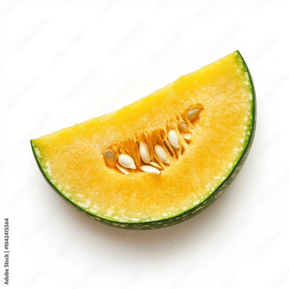 Speckled pumpkin piece, seeds, white isolation. Speckled pumpkin piece, seeds, white isolation.
