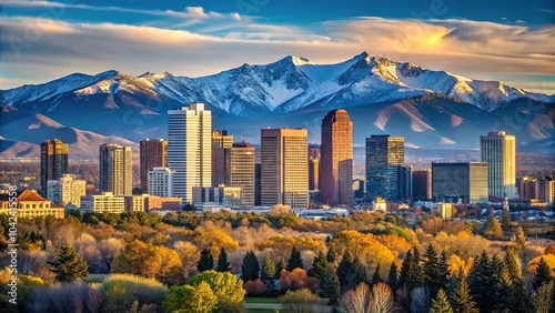 Denver skyline against mountains