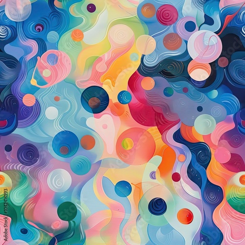  Pattern seamless Colorful abstract artwork capturing vibrant swirls and shapes that create a sense of movement and depth in a dynamic pattern