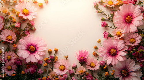 A floral arrangement framin...