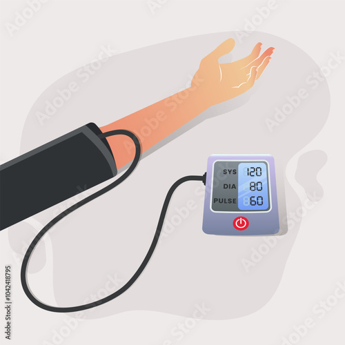 Hand measuring blood pressure design vector illustration