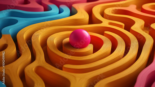 A vibrant maze with a pink ...