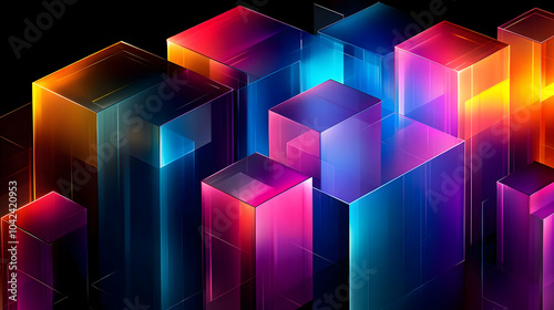 Vibrant geometric shapes in...