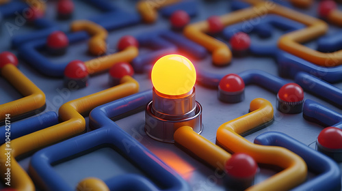 A glowing orb atop a maze-l...
