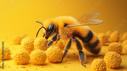 A bee collecting pollen fro...