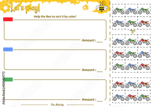 Sorting game help the Bee tidy it up by the color with motorcycle 3.eps