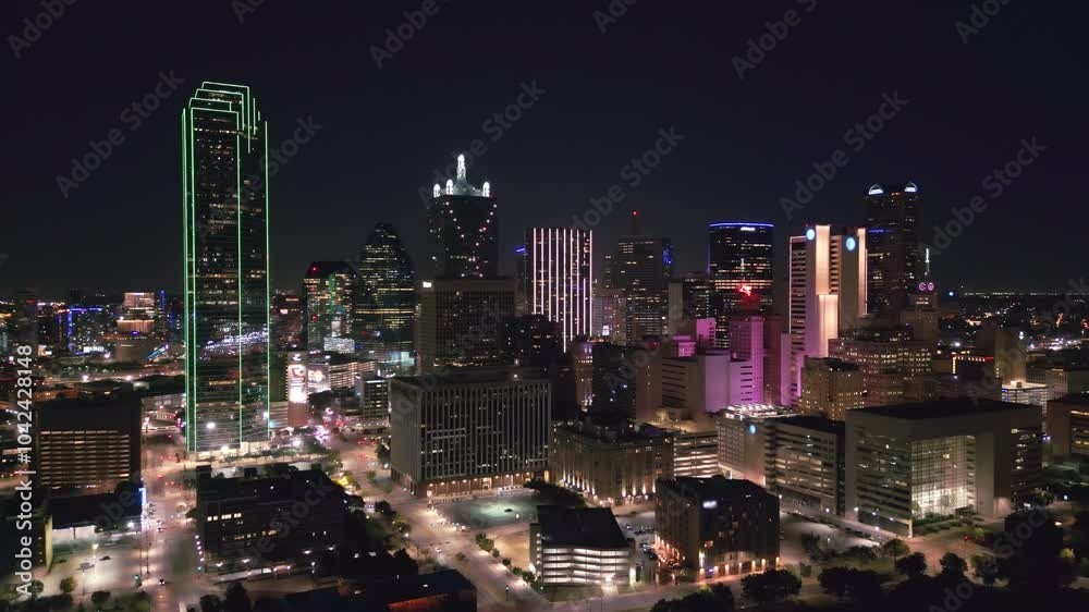 Downtown Dallas City Skyline at Night