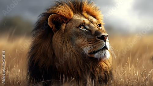 A majestic lion resting in ...