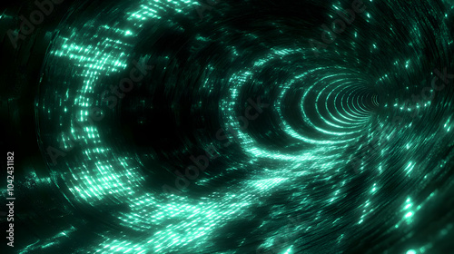 A digital tunnel with glowi...