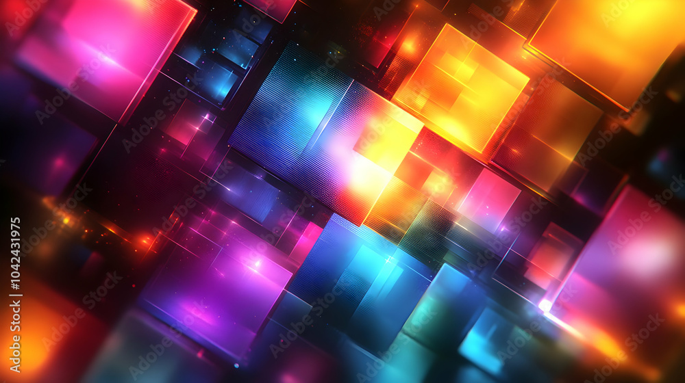 Colorful abstract geometric shapes with vibrant lighting effects. Colorful abstract geometric shapes with vibrant lighting effects.
