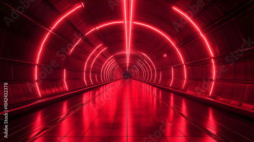 A futuristic tunnel illumin...