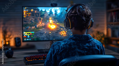Person gaming at a computer...