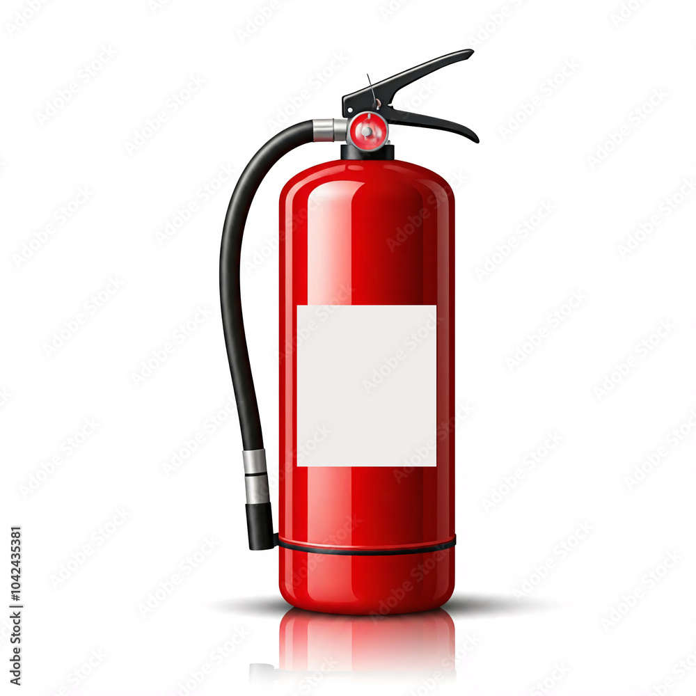 Obraz premium red fire extinguisher safety equipment on white background