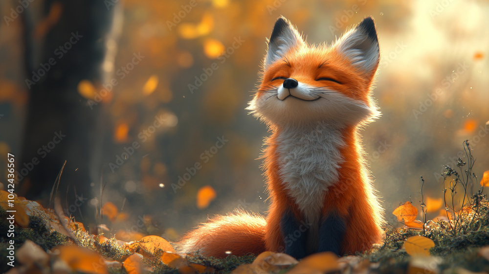 Cute Cartoon Fox in the Forest - Fun Animal Illustration for Children Cute Cartoon Fox in the Forest - Fun Animal Illustration for Children