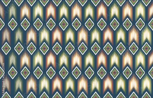 Arrow love fabric in June Geometric Ikat Pattern with Diamond Shapes in Earthy Tones