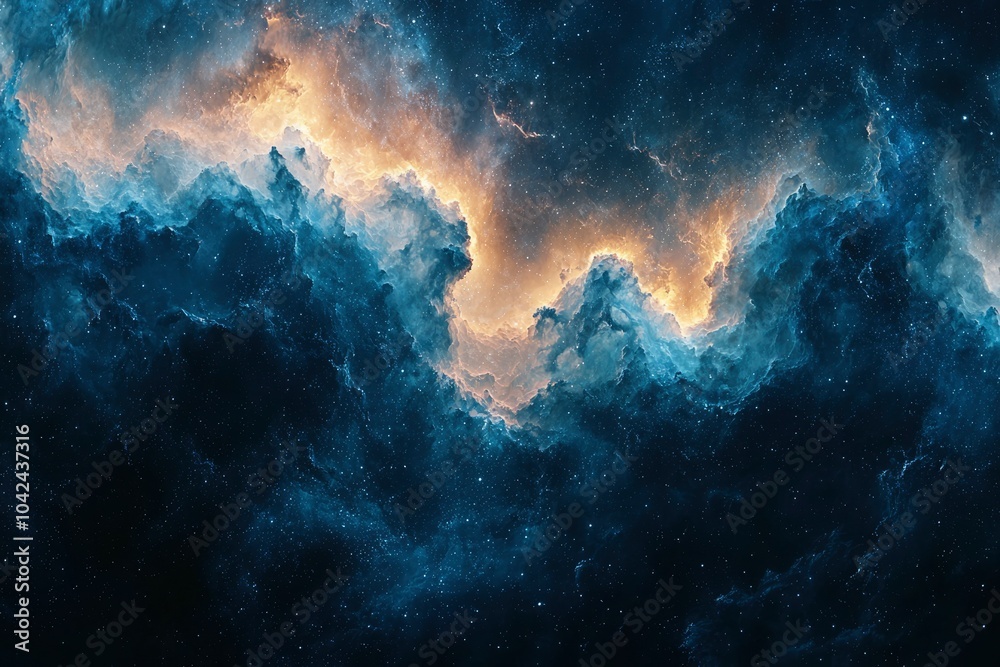 Fototapeta premium Cosmic Nebula with Starry Background and Glowing Clouds