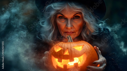 A mysterious woman holds a ...