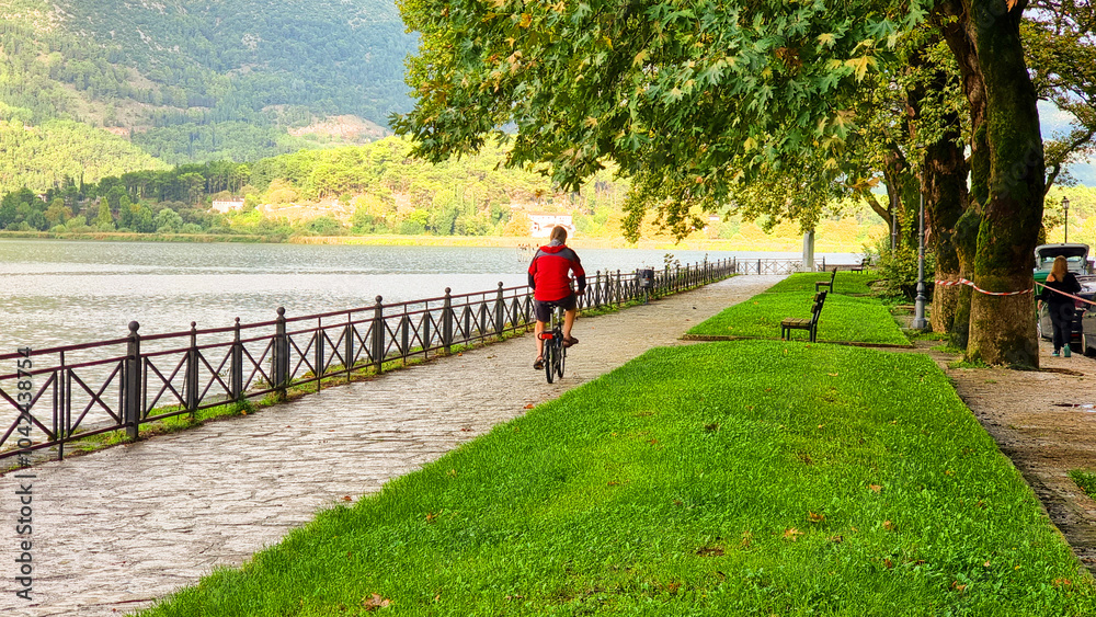 ioannina lake after rain in autumn greece ioannina lake after rain in autumn greece