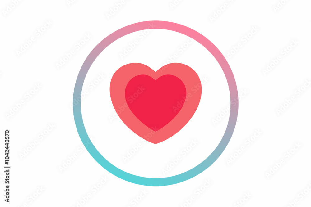 A heart in a glowing circle. on white A heart in a glowing circle. on white