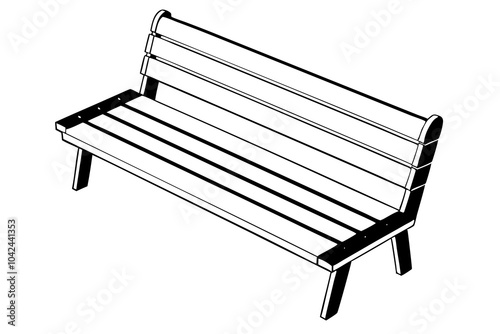  Bench of park vector art illustration