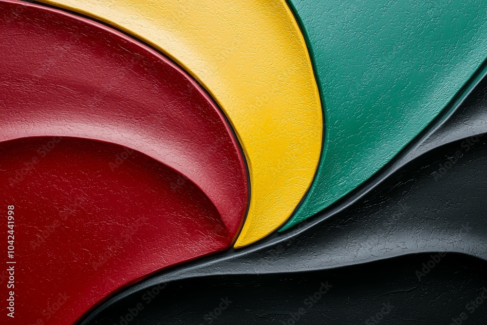 Obraz premium A colorful abstract painting with a black and green stripe