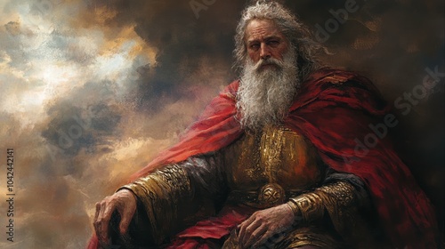 King Saul in Despair After Divine Spirit Departed During Ancient Israel's Tumultuous Times. Generative AI