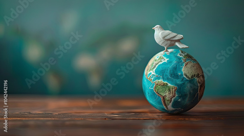 Peace Dove and Globe Icon – Celebrating United Nations Day and Global Cooperation