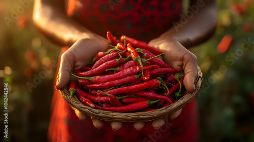 A person holds a basket of ...
