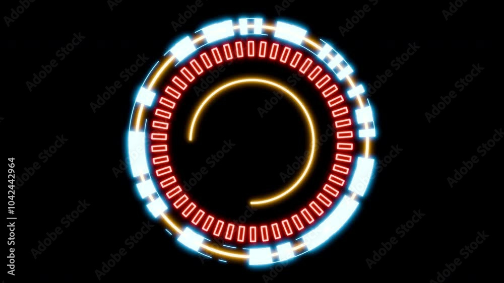 Aim HUD element target rings seamless loop 3d render. Analysing data, display loading, moving graph frame, HUD circle interface. Futuristic HUD targeting, infographic