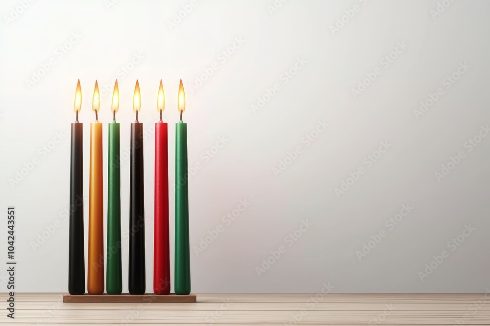 Fototapeta premium A row of candles with different colors and sizes are lit up