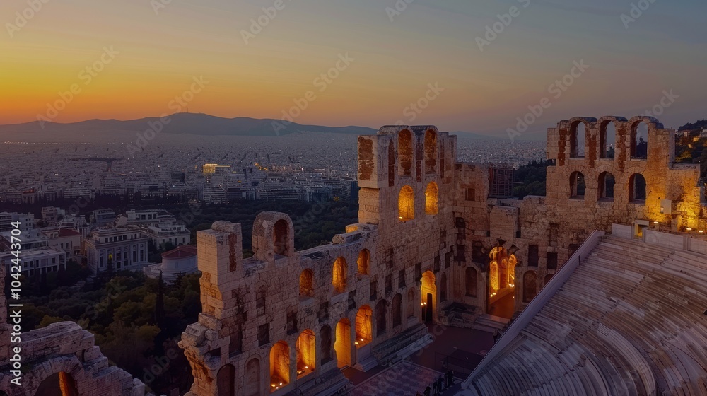 Fototapeta premium Odeon of Herodes Atticus: Sunset View