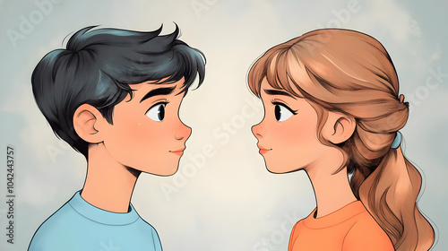 Two animated children gazin...