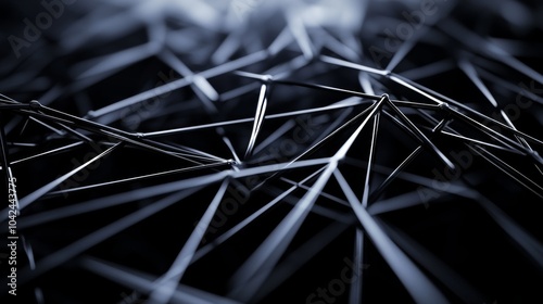 Abstract black background. Featuring a series of intersecting, glowing lines forming a complex lattice. Showcasing a modern and high-tech visual effect. Ideal for tech designs and digital art