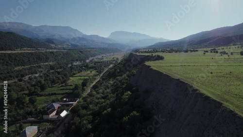 Stunning aerial drone footage of road to The Shahdag Mountains ski resort and National Park, Gusar (Qusar), northeastern Azerbaijan, the Greater Caucasus range, Central Asia, Asia