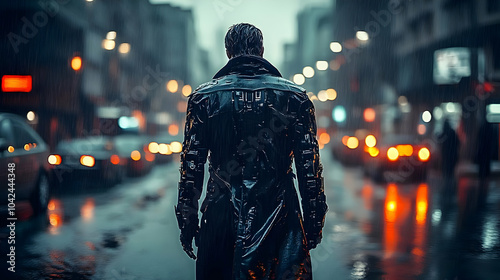 A figure in a long coat sta...