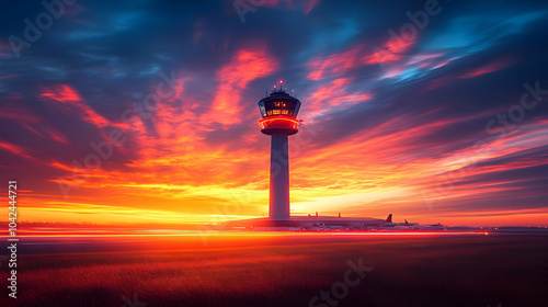 A vibrant sunset behind an ...