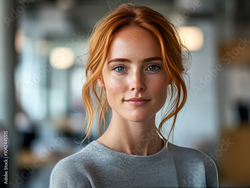 Portrait of Smiling Woman Outdoors in Soft Light