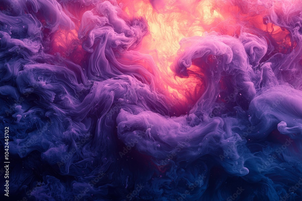 Obraz premium Abstract Swirling Purple and Red Ink in Water