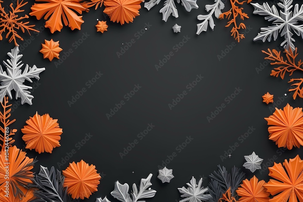 Fototapeta premium Autumn Tree Silhouette with Orange and Black Background 