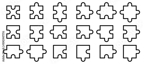 ブランクのジグソーパズルのベクターイラストセット