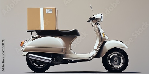 Vintage Scooter with Parcel	 photo