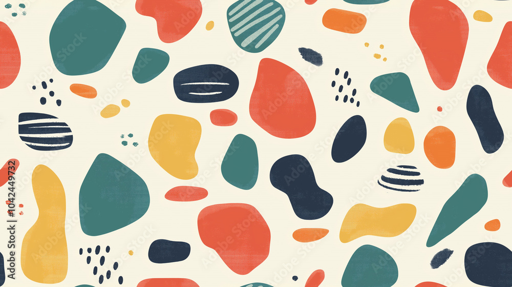 Fototapeta premium Abstract Geometric Seamless Pattern with Colorful Shapes and Organic Textures