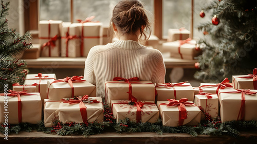 A cozy scene with wrapped g...